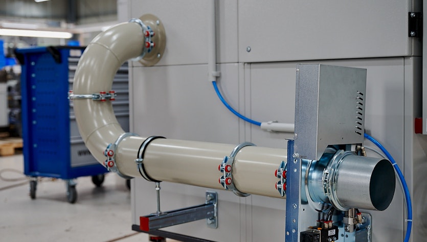 Piping and hosing as add-on for fume extraction