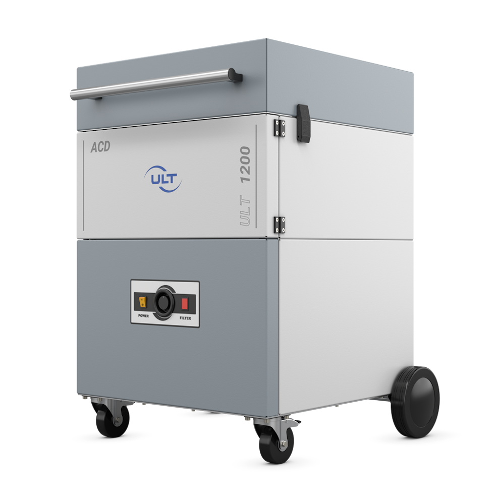 Lateral grey device with wheels view from the left