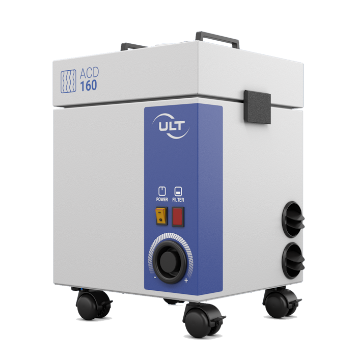 Gray system with blue sticker on the front