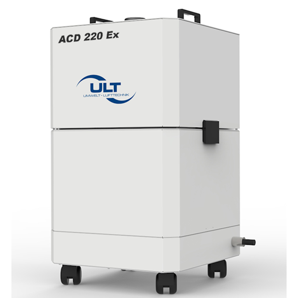 Grey cuboit device with rollers and ULT logo on the front