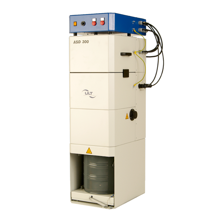 Explosion-proof device with dust discharge container