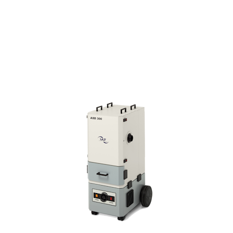 Side view of the dust removal unit with cleanable filters