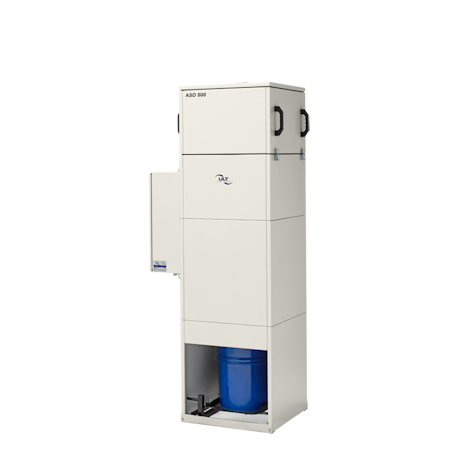 Grey system with blue contaminant container
