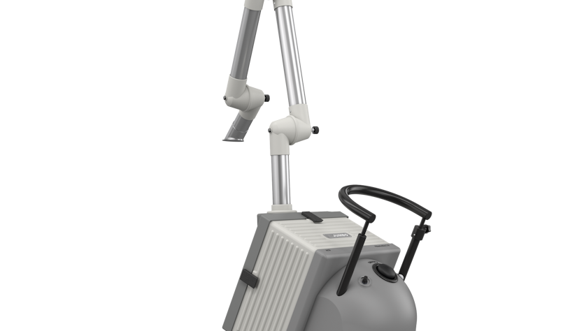 Grey system with wheels and mounted extraction arm