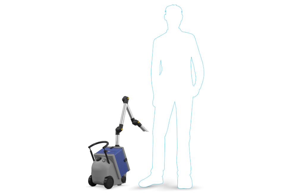 Dimensions of the mobile laser fume extractor