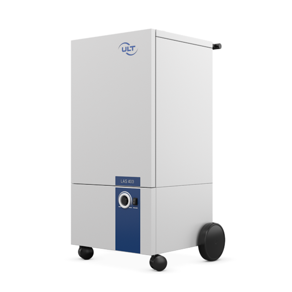 Gray system with device wheels and blue sticker