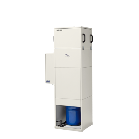 Grey large-scale system with blue dust collection container.