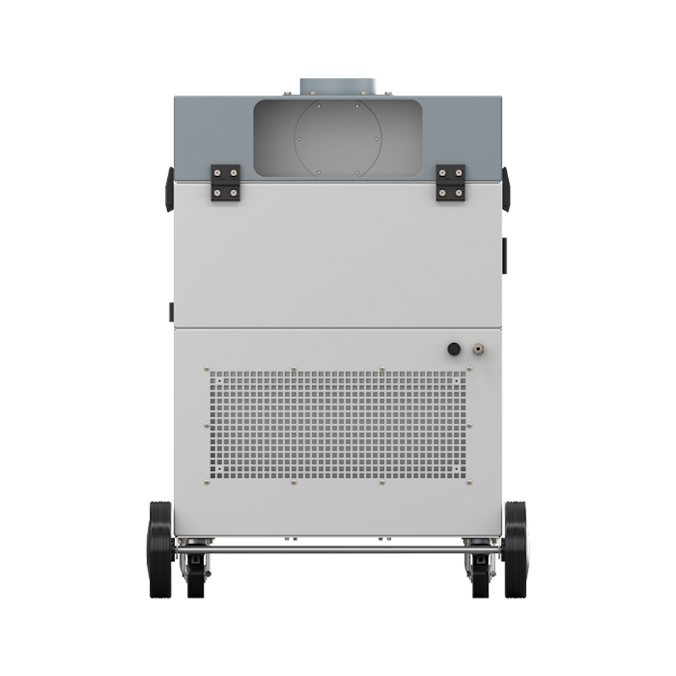 Rear view of the unit with discharge opening in the lower part of the unit