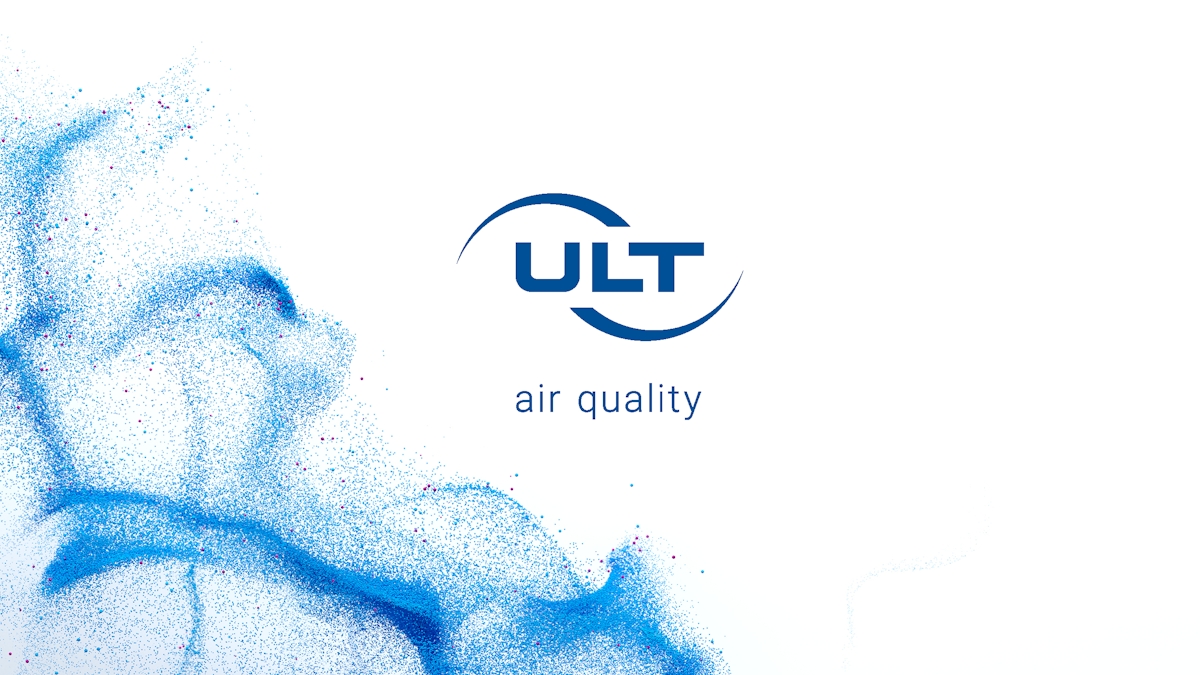 Particles arising to the lft, ULT logo right upper side