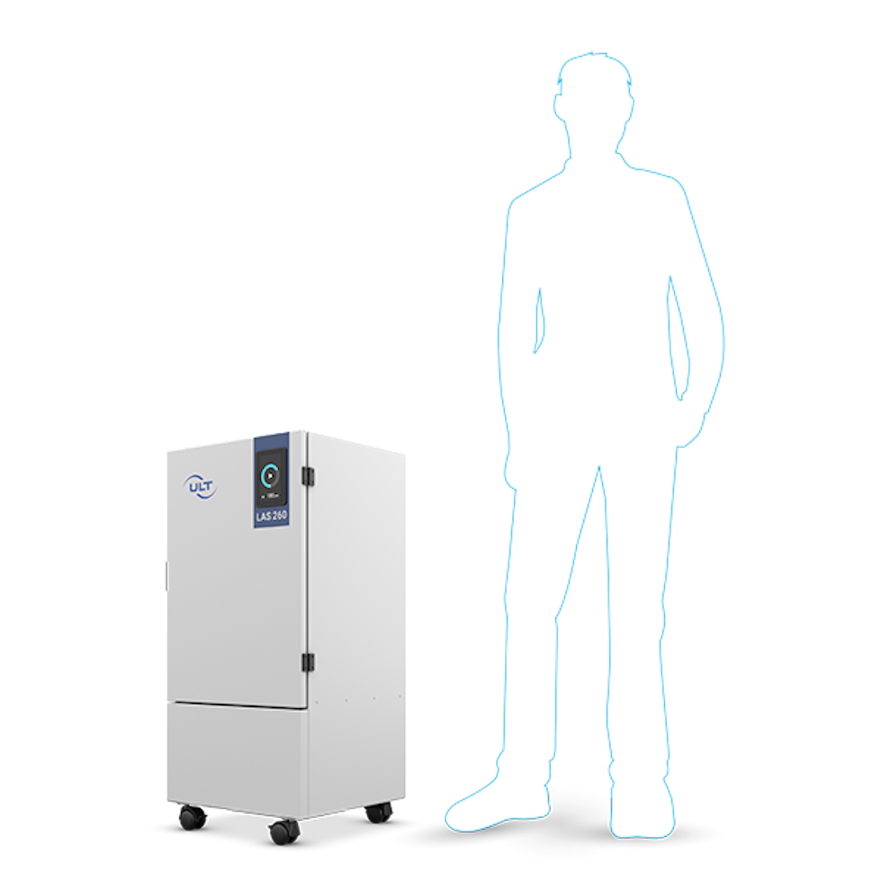 Silhouette of a person next to the LAS 260.1 ProSight filter system