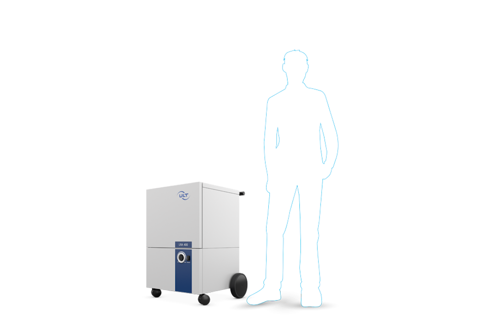 Diagram of a person positioned near the extraction unit