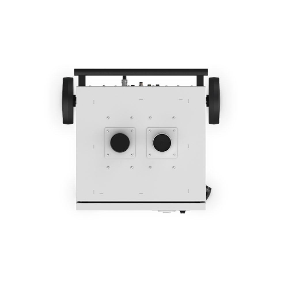Top view of the unit showing the two circular openings