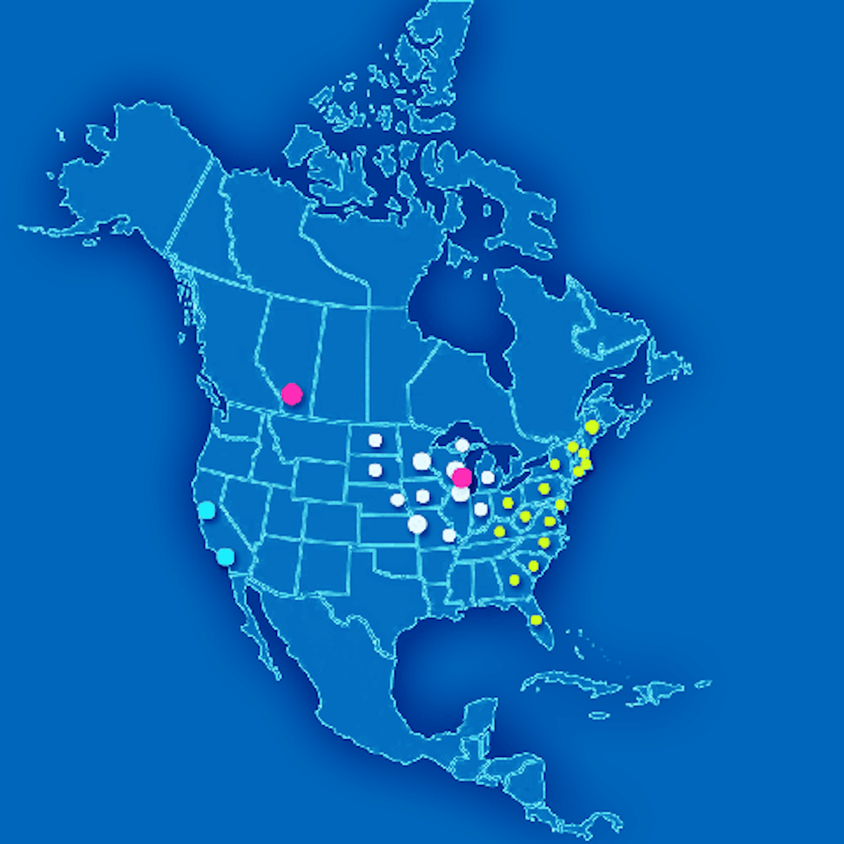 Map with contact points and geografic information